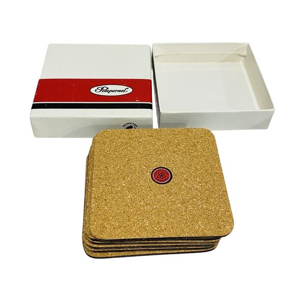 NEW Vintage Pimpernel Coasters Blue/White Teacups Boxed Set of 6 Cork England - Picture 2 of 11